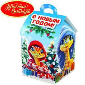 Сладкий подарок на Новый Год в картонной упаковке весом 600 грамм по цене 654 руб в Братске