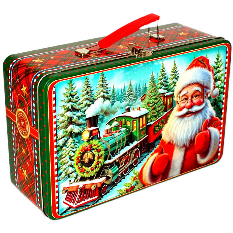 Детский новогодний подарок в жестяной упаковке весом 1850 грамм