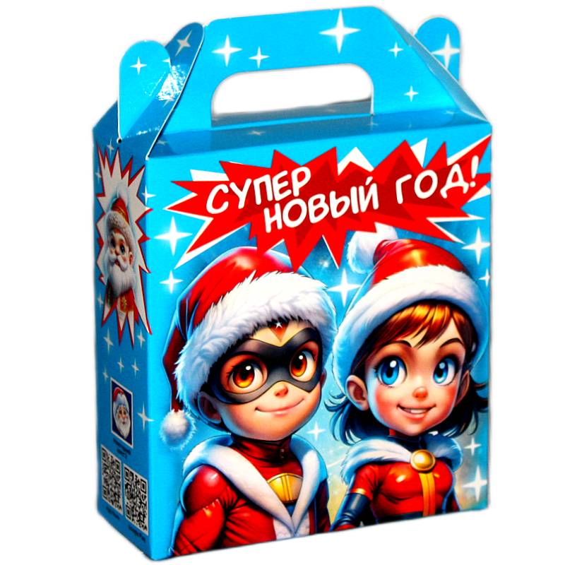 Детский новогодний подарок в картонной упаковке весом 300 грамм
